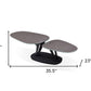 36" Gray And Black Faux Marble And Metal Oval Coffee Table