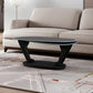 36" Gray And Black Faux Marble And Metal Oval Coffee Table