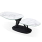 36" White And Black Faux Marble And Metal Oval Coffee Table