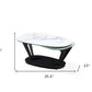 36" White And Black Faux Marble And Metal Oval Coffee Table