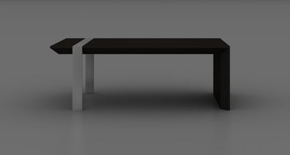 48" Black And Silver Wood And Stainless Steel Distressed Sled Coffee Table