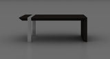 48" Black And Silver Wood And Stainless Steel Distressed Sled Coffee Table