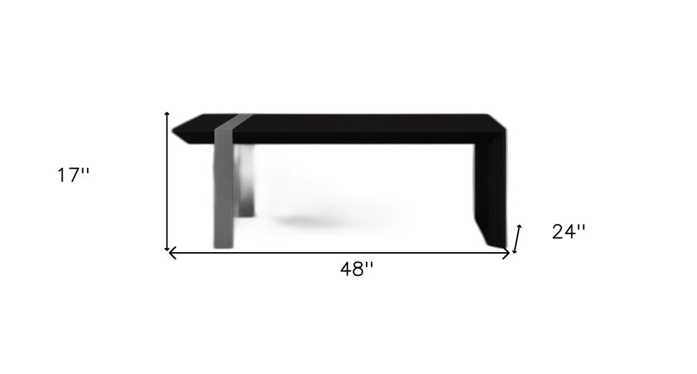 48" Black And Silver Wood And Stainless Steel Distressed Sled Coffee Table