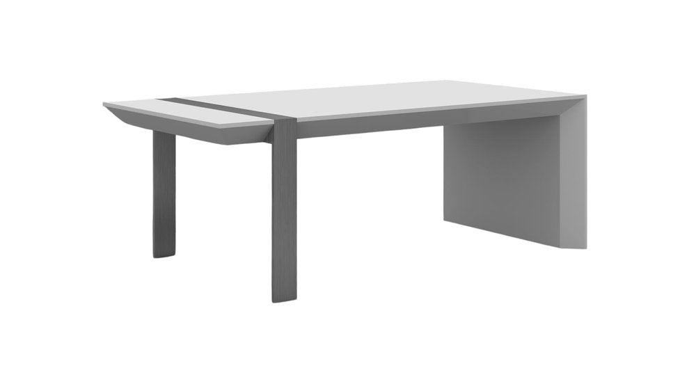 48" White And Silver Wood And Stainless Steel Coffee Table
