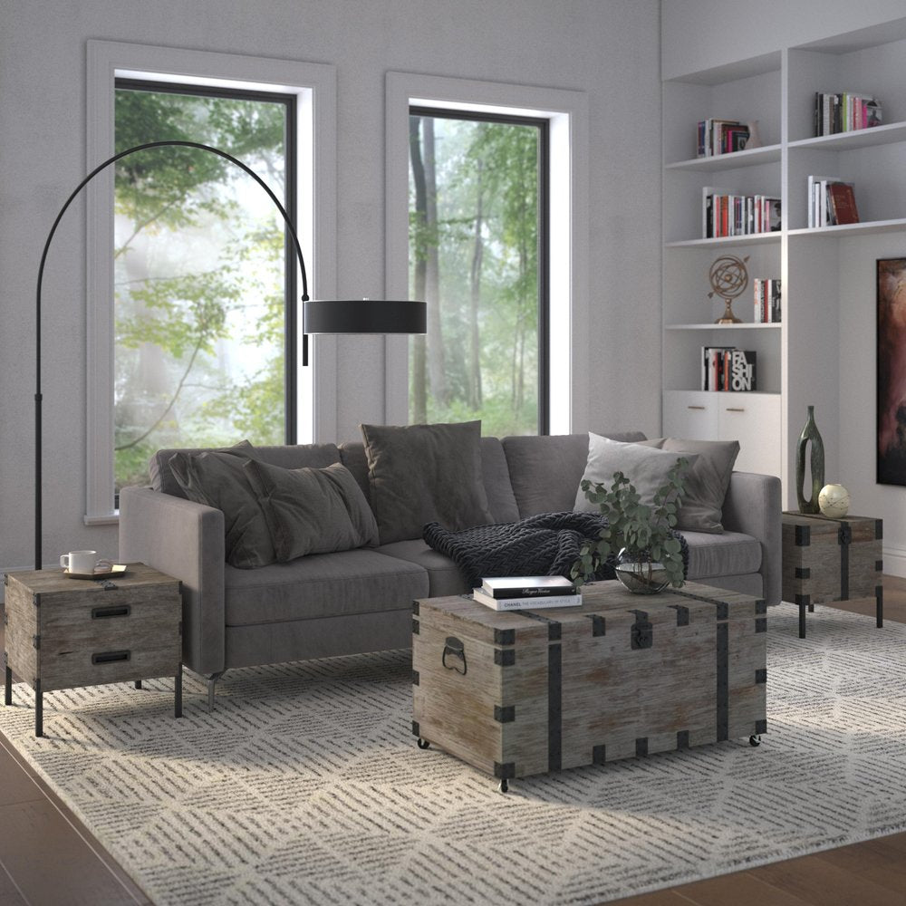 22" Brown Reclaimed Wood Distressed Trunk Coffee Table