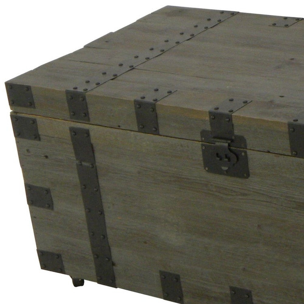 22" Brown Reclaimed Wood Distressed Trunk Coffee Table