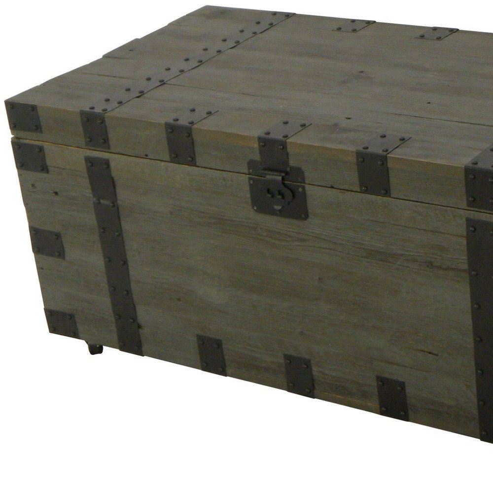22" Brown Reclaimed Wood Distressed Trunk Coffee Table