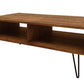 23" Brown And Black Wood And Metal Coffee Table With Shelf
