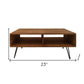23" Brown And Black Wood And Metal Coffee Table With Shelf