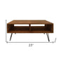 23" Brown And Black Wood And Metal Coffee Table With Shelf