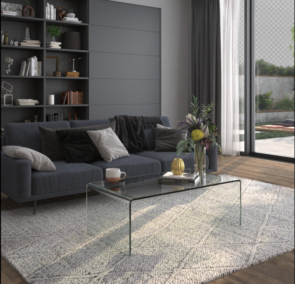 24" Clear Glass Sled Coffee Table