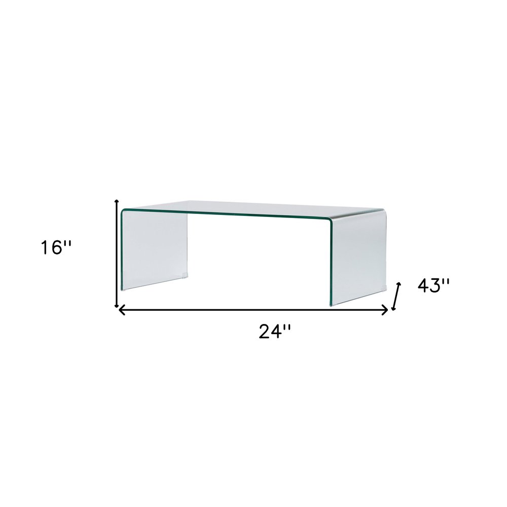 24" Clear Glass Sled Coffee Table
