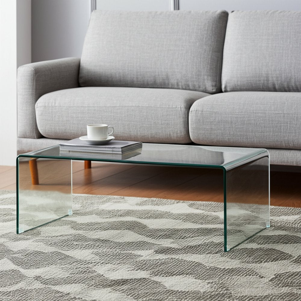 24" Clear Glass Sled Coffee Table
