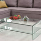 43" Clear Glass Sled Coffee Table With Shelf