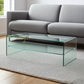 43" Clear Glass Sled Coffee Table With Shelf