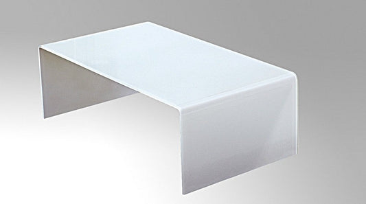 24" White Glass Sled Coffee Table