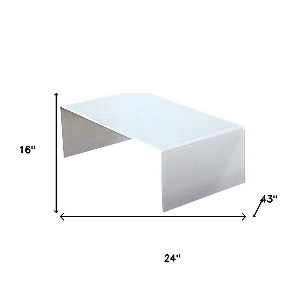 24" White Glass Sled Coffee Table