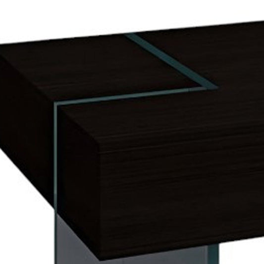 53" Black And Clear Wood And Glass Sled Coffee Table
