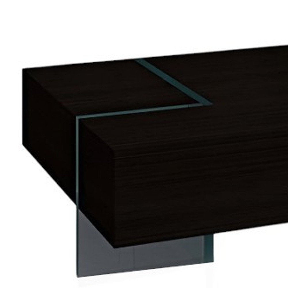 53" Black And Clear Wood And Glass Sled Coffee Table