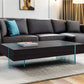 53" Black And Clear Wood And Glass Sled Coffee Table