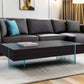 53" Black And Clear Wood And Glass Sled Coffee Table