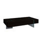 53" Black And Clear Wood And Glass Sled Coffee Table