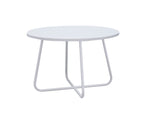 28" White Wood And Metal Round Cross Legs Coffee Table