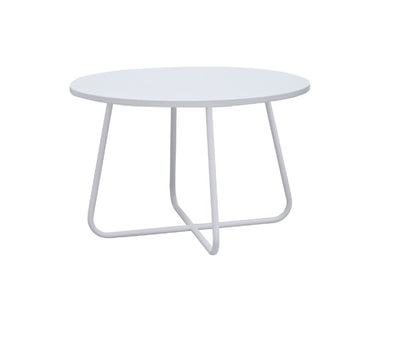 28" White Wood And Metal Round Cross Legs Coffee Table