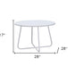 28" White Wood And Metal Round Cross Legs Coffee Table