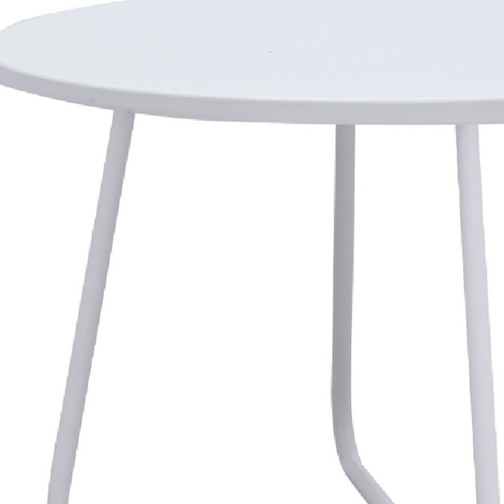 28" White Wood And Metal Round Cross Legs Coffee Table