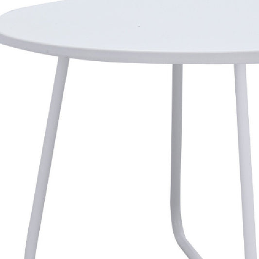 28" White Wood And Metal Round Cross Legs Coffee Table