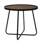 24" Black Wood And Metal Round Cross Legs Coffee Table
