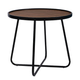 24" Black Wood And Metal Round Cross Legs Coffee Table