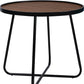 24" Black Wood And Metal Round Cross Legs Coffee Table