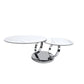 32" White And Silver Ceramic Tile And Metal Round Abstract Coffee Table