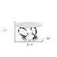32" White And Silver Ceramic Tile And Metal Round Abstract Coffee Table