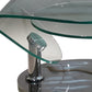 30" Clear And Silver Glass And Metal Oval Abstract Coffee Table