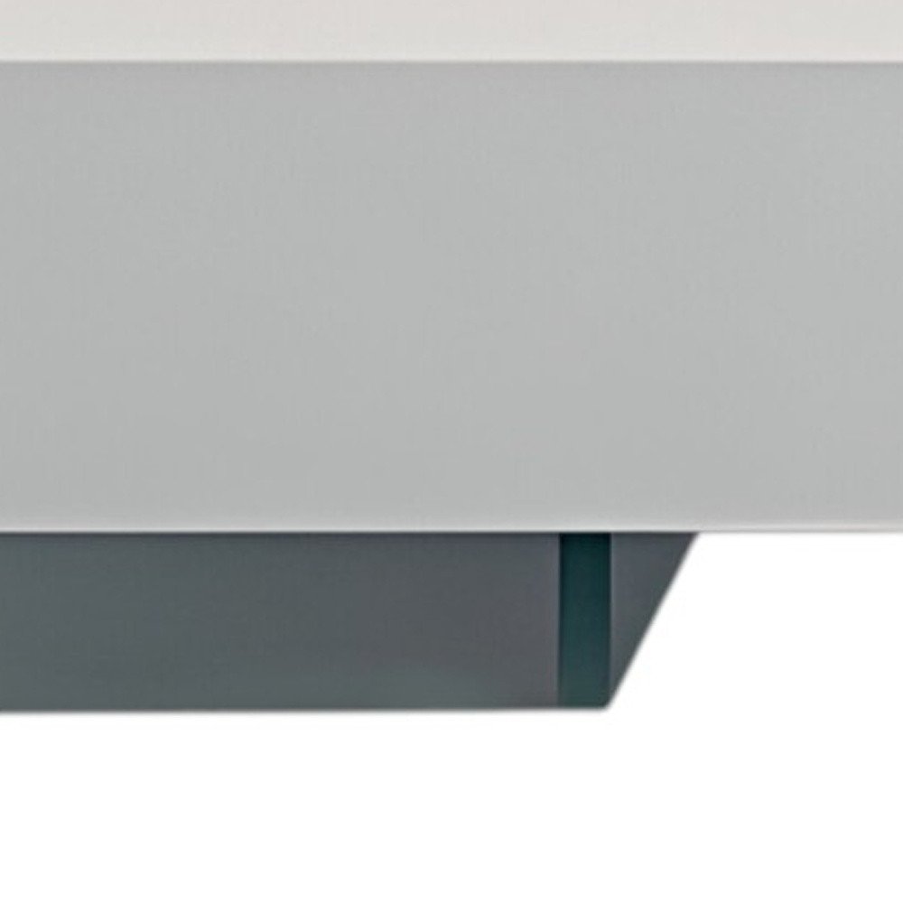 53" White And Clear Wood And Glass Sled Coffee Table