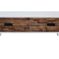 48" Brown And White Wood And Metal Coffee Table With Two Drawers