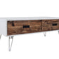 48" Brown And White Wood And Metal Coffee Table With Two Drawers
