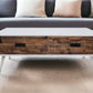 48" Brown And White Wood And Metal Coffee Table With Two Drawers