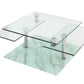 32" Clear and White Faux Marble Glass and Metal Coffee Table With Three Shelves