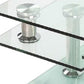32" Clear and White Faux Marble Glass and Metal Coffee Table With Three Shelves