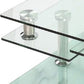 32" Clear and White Faux Marble Glass and Metal Coffee Table With Three Shelves