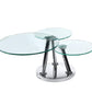 32" Clear And Silver Glass And Metal Round Floor Shelf Coffee Table