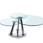 32" Clear And Silver Glass And Metal Round Floor Shelf Coffee Table