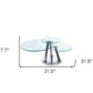 32" Clear And Silver Glass And Metal Round Floor Shelf Coffee Table