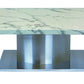 51" White And Silver Genuine Marble And Stainless Steel Pedestal Coffee Table