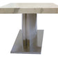 51" White And Silver Genuine Marble And Stainless Steel Pedestal Coffee Table