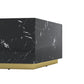35" Black And Gold Faux Marble Hexagon Drum Coffee Table